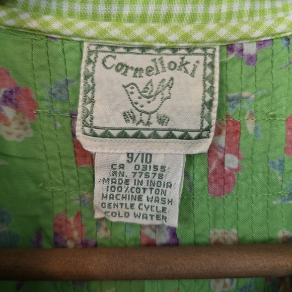 Vintage Cornelloki by April Cornell – Girls Size 9/10 – Green / Pansy Floral - Picture 8 of 8